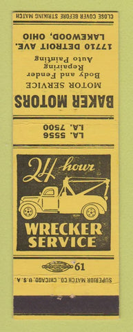 Matchbook Cover - Baker Motors Lakewood OH AAA