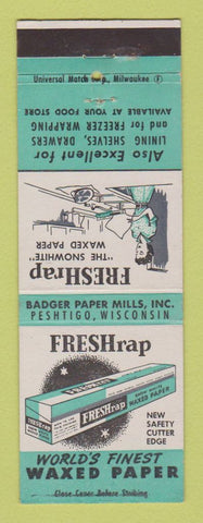 Matchbook Cover - Freshrap Waxed Paper Badger Paper Peshtigo WI
