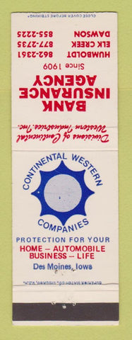 Matchbook Cover - Bank Insurance Agency Humboldt Elk Creek Dawson IA