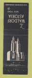 Matchbook Cover - Waldorf Astoria Hotel New York City WEAR