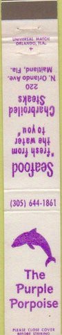 Matchbook Cover - Puple Porpoise dolphin Maitland FL 10 Strike