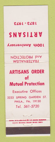 Matchbook Cover - Artisans Order of Mutual Protection Philadelphia PA 1973