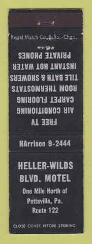 Matchbook Cover - Heller Wilds Blvd Motel Pottsville PA