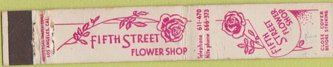 Matchbook Cover - Fifth Street Flower Shop Long Beach CA 10 Strike