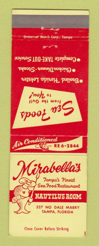 Matchbook Cover - Mirabella's Restaurant Seafood Tampa FL WEAR