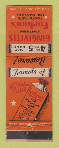 Matchbook Cover - Forhan's Teeth Cleaner for Massaging Gums