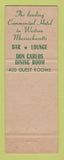 Matchbook Cover - Hotel Charles Springfield MA