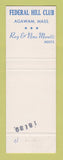 Matchbook Cover - Federal Hill Club Agawam MA