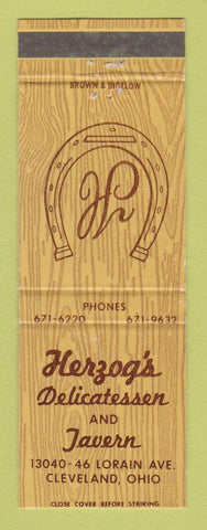 Matchbook Cover - Herzog's Deli Tavern Cleveland OH
