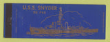 Matchbook Cover - US Snyder DE 735 Navy