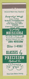 Matchbook Cover - Precision Optical Cleveland OH