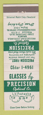 Matchbook Cover - Precision Optical Cleveland OH