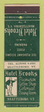 Matchbook Cover - Hotel Brooks Brattleboro VT