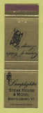 Matchbook Cover - Lamplighter Steak Houes Motel Brattleboro VT
