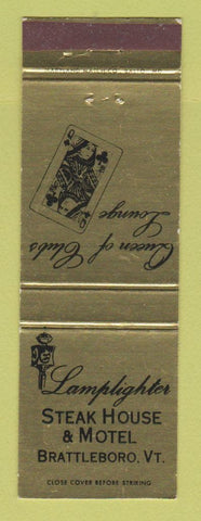 Matchbook Cover - Lamplighter Steak Houes Motel Brattleboro VT