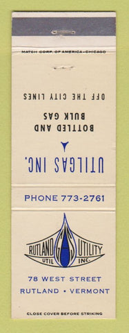 Matchbook Cover - Rutland Utility Gas propane Rutland VT