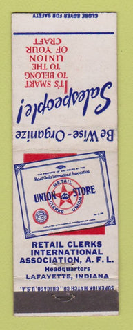 Matchbook Cover - Retail Clerks Union Lafayette LA