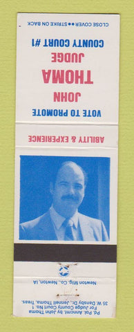 Matchbook Cover - John Thoma Judge Election