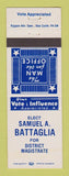 Matchbook Cover - Samuel Battaglia District Magistrate Election