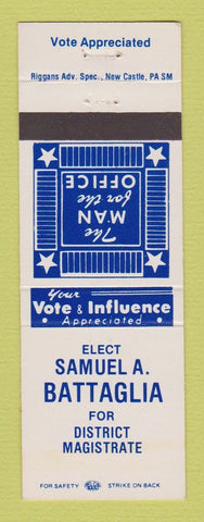 Matchbook Cover - Samuel Battaglia District Magistrate Election