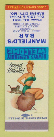 Matchbook Cover - Manfield's Bar Kansas City MO pinup SAMPLE