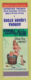 Matchbook Cover - Aurora Liquor Store Colorado Colfax pinup SAMPLE