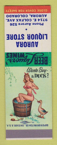 Matchbook Cover - Aurora Liquor Store Colorado Colfax pinup SAMPLE