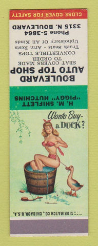 Matchbook Cover - Boulevard Auto Top Shop pinup SAMPLE
