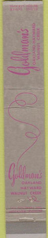 Matchbook Cover - Goldman's Oakland Hayward Walnut Creek CA 10 Strike