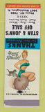 Matchbook Cover - Stan & John's Off Sale pinup SAMPLE
