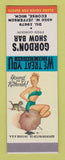 Matchbook Cover - Gordon's Show Bar Ecorse MI  pinup SAMPLE