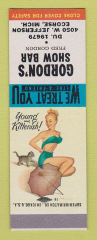 Matchbook Cover - Gordon's Show Bar Ecorse MI  pinup SAMPLE