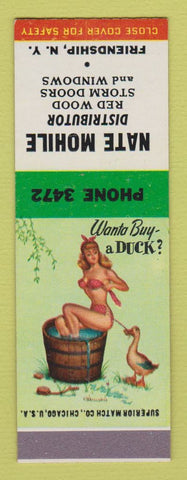 Matchbook Cover - Nate Mohile Windows Friendship NY pinup SAMPLE