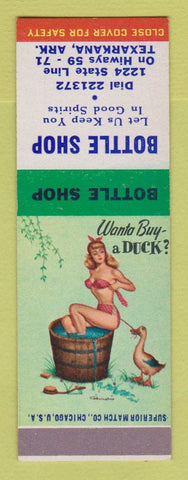 Matchbook Cover - Bottle Shop Liquor Texarkana AR pinup SAMPLE