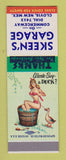 Matchbook Cover - Skeen's Garage Clovis NM pinup SAMPLE