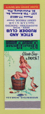 Matchbook Cover - Stick and Rudder Club St Petersburg FL pinup SAMPLE