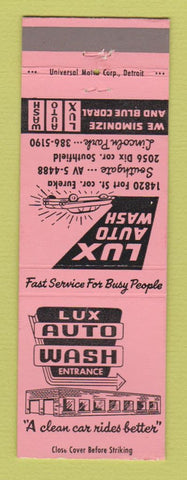 Matchbook Cover - Lux Auto Car Wash Southgate Lincoln Park MI