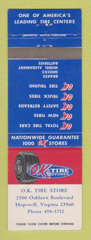 Matchbook Cover - OK Tire Stores Hopewell VA