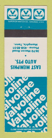 Matchbook Cover - Valvoline oil East Memphis Auto Parts TN