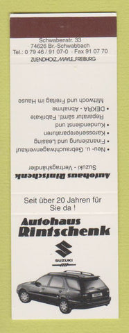 Matchbook Cover - Autohaus Rintschenk Suzuki Germany? SAMPLE