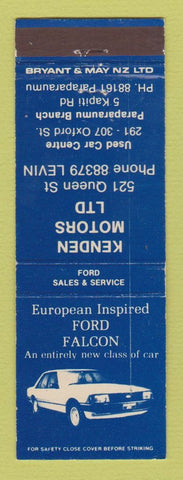 Matchbook Cover - Ford Falcon New Zealand Levin Paraparaumu