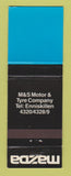 Matchbook Cover - Mazda Cars M&S Motor Tyre Compnay Enniskillen