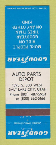 Matchbook Cover - Goodyear Tires Auto Parts Depot Salt Lake City UT