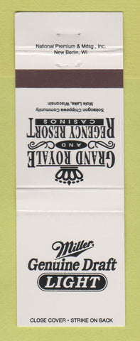 Matchbook Cover - Miller Beer Grand Royale Casino Mole Lake WI WEAR