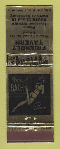 Matchbook Cover - Friendly Tavern Harrisburg PA girlie