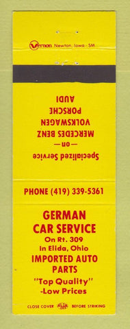 Matchbook Cover - German Car Service Elida OH