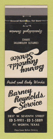 Matchbook Cover - Barney Reynolds Auto Service Fort Worth TX