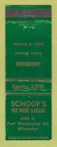 Matchbook Cover - Schoof's Fox Point Garage Milwaukee WI WEAR