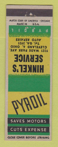 Matchbook Cover - Pyroil Hinkel's oil gas Cleveland OH