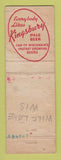 Matchbook Cover - Kingsbury Beer Wolf Lake Resort St Cloud WI WORN